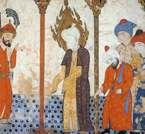 Arc nélküli Mohamed próféta egy mecsetben