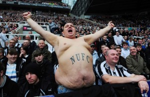 A Newcastle United fan during the Barclays Premier League match at St James' Park, Newcastle.